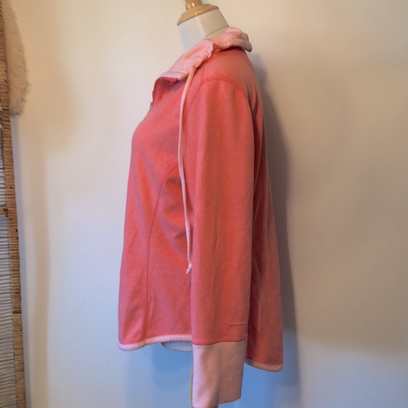 TOMMY BAHAMA Coral Pink Reversible Funnel Neck Zip Sweatshirt Jacket Top XL - Picture 5 of 13